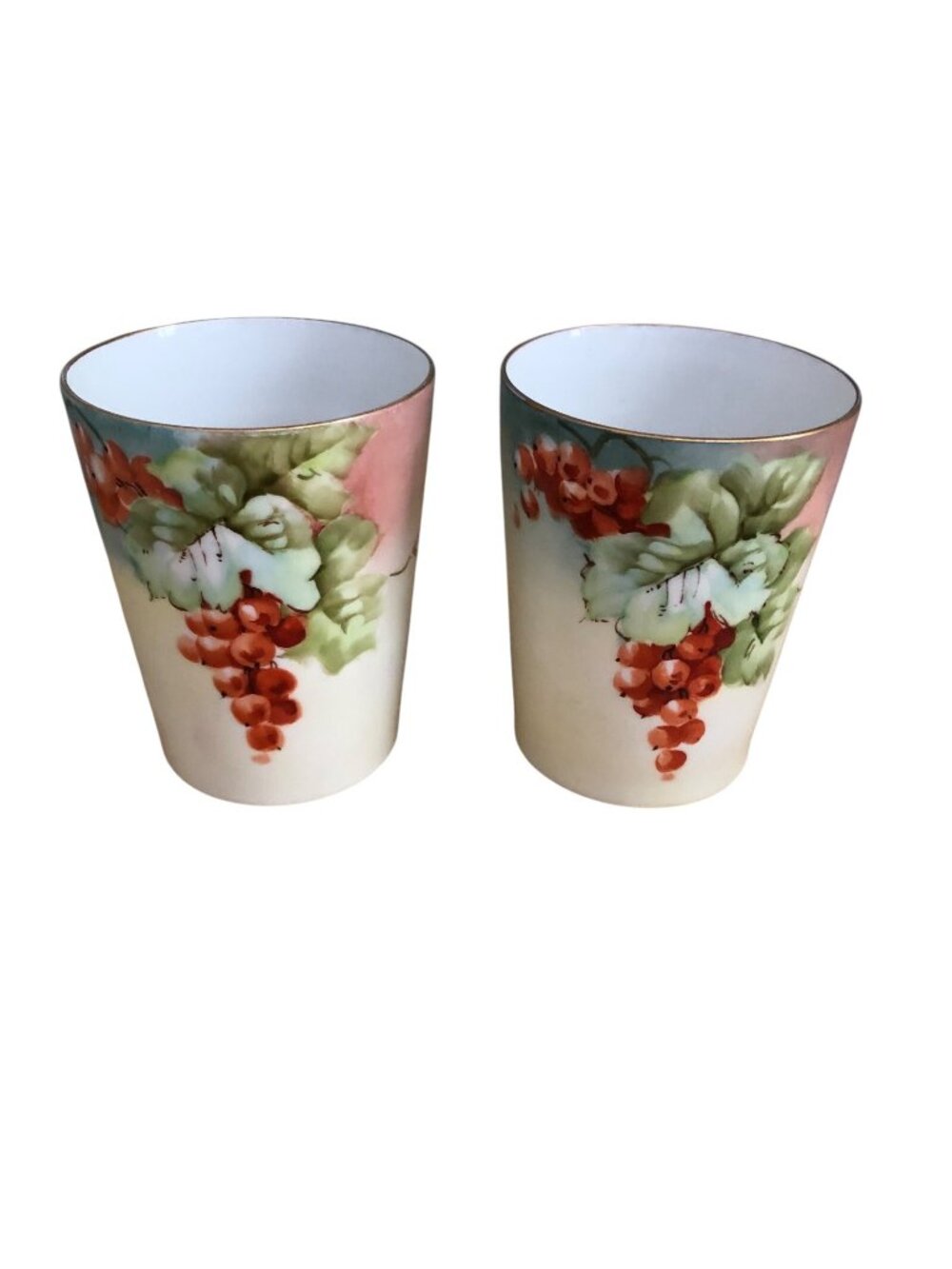Vintage Tresseman Vogt T&V Limoges France Hand Painted Cups Glasses Lot of 2